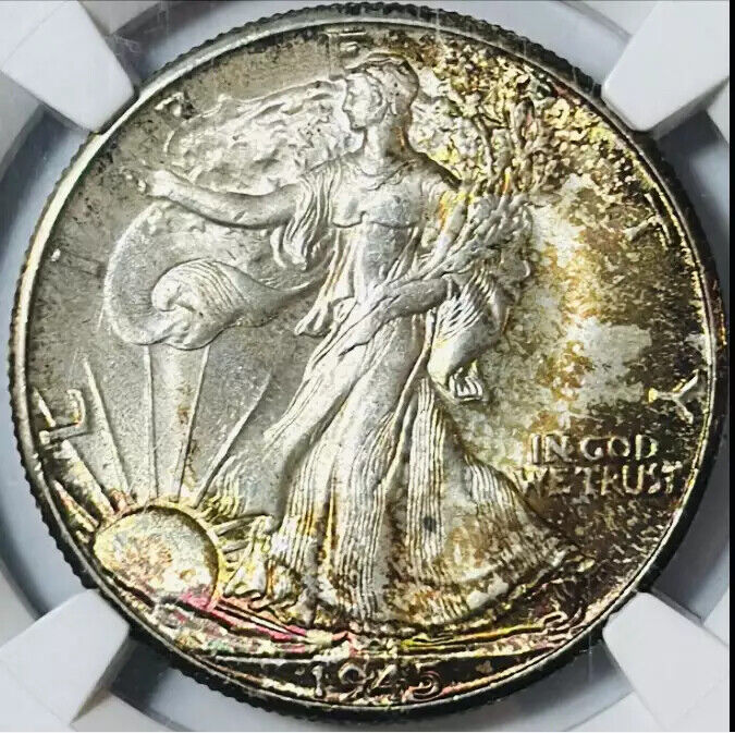 1945 D Walking Liberty Half Dollar NGC MS-67+ PQ Great toning!!