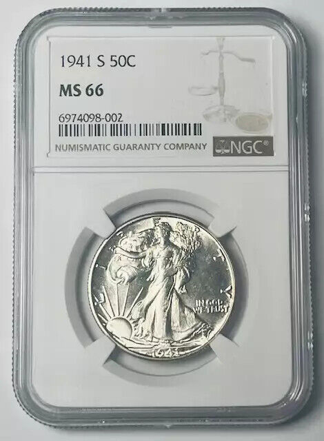 1941 S Walking Liberty Half Dollar NGC MS-66 Nice Luster!