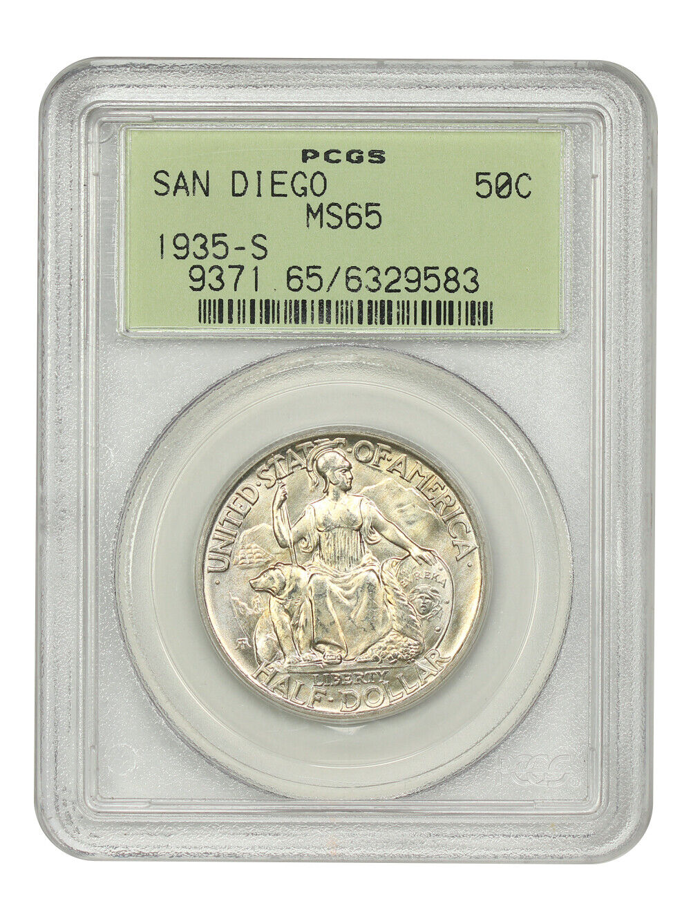 1935-S 50C San Diego PCGS MS65 (OGH) - Classic Silver Commemorative