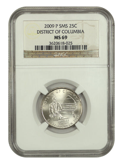 2009-P 25C District of Columbia NGC SP69 (Satin Finish) - Type 1, Clad