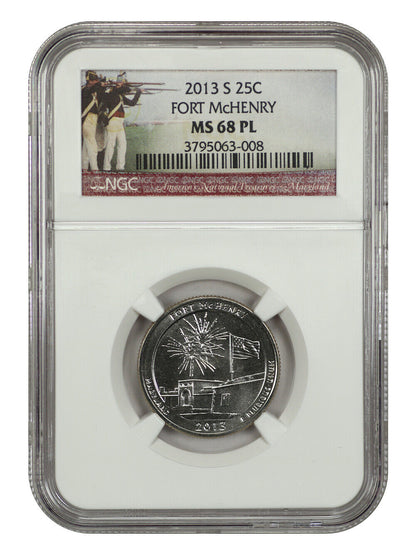 2013-S 25C Fort McHenry NP NGC PL68 - Type 1 - Clad