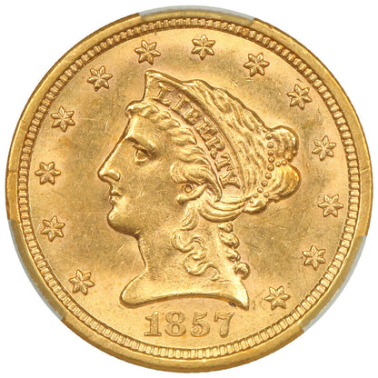 1857-S $2.50 CACG MS62 ex: D.L. Hansen - Liberty Head $2.5