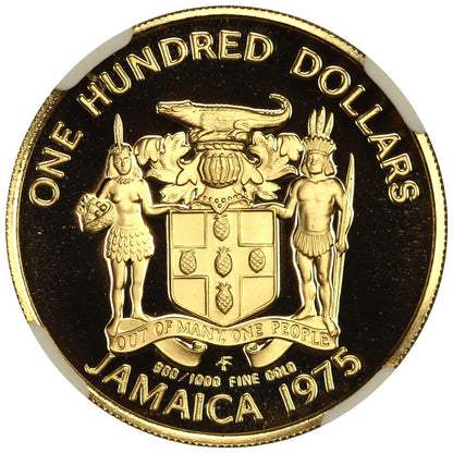 Jamaica: 1975FM G$100 Christopher Columbus NGC PR69DCAM