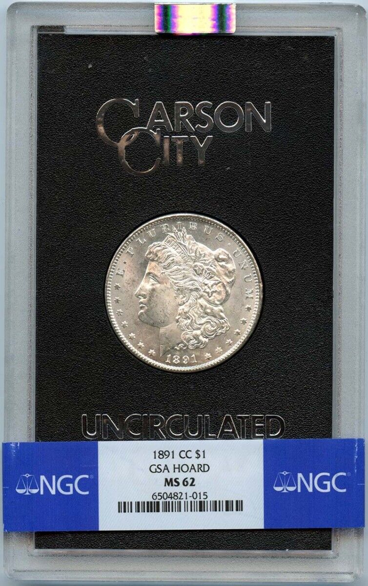 1891-CC Morgan Dollar GSA HOARD S$1 NGC MS62