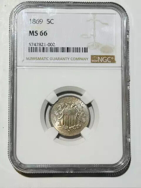 1869 P Nickel Shield NGC MS-66 RARE DATE!