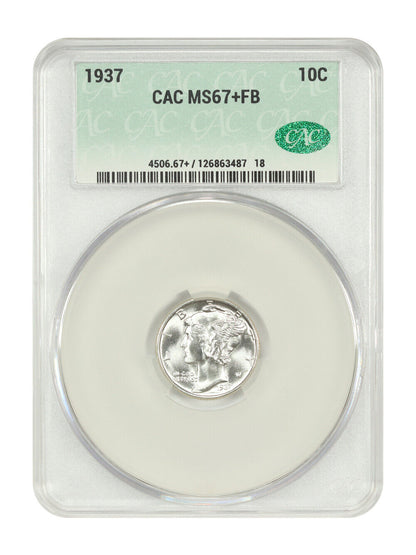 1937 10C CACG MS67+FB - Mercury Dime