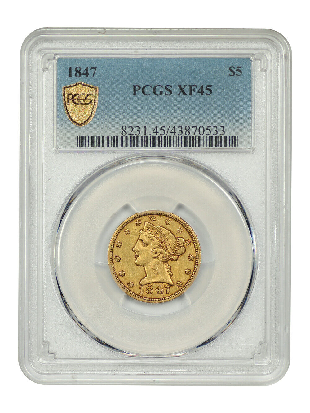 1847 $5 PCGS XF45 - Liberty Head $5