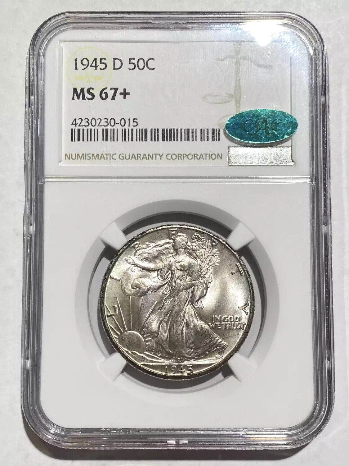 1945-D Walking half dollar NGC-67+ CAC