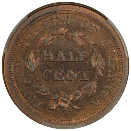 1843 1/2C PCGS PR64RB (Restrike) ex: D.L. Hansen