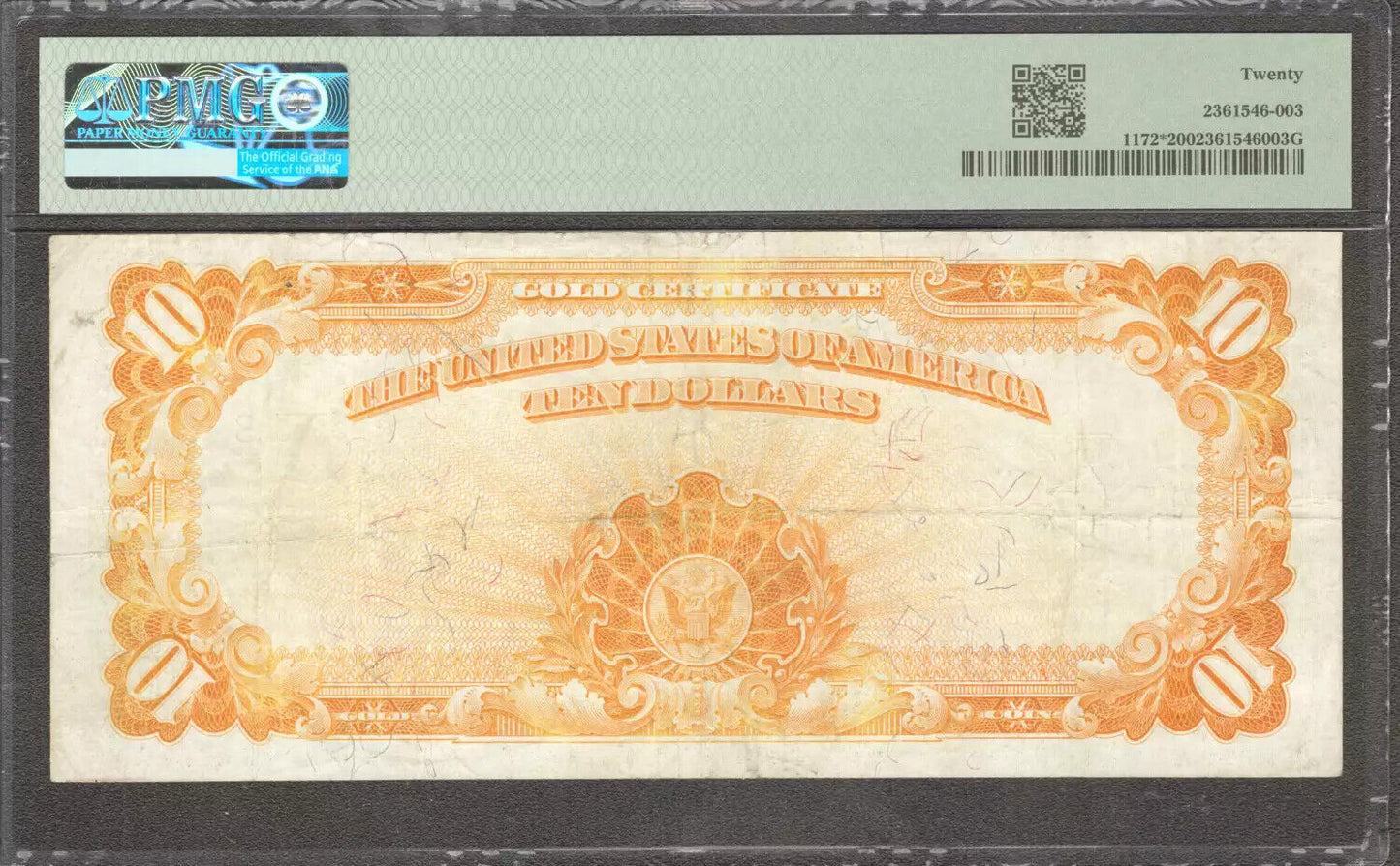 1907 $10 GOLD CERTIFICATE STAR NOTE FR.1172* TEEHEE BURKE PMG VF 20 (756B)