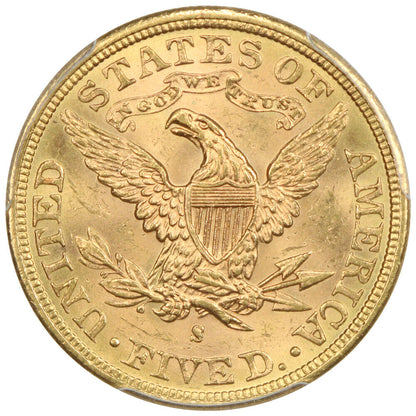 1883-S $5 PCGS MS64