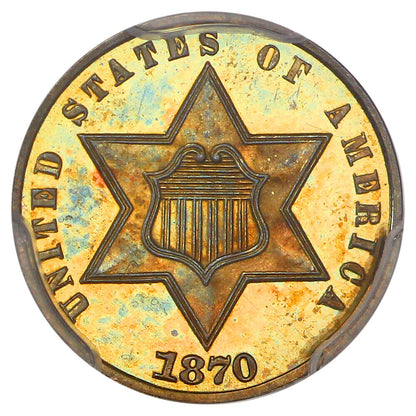 1870 3CS PCGS/CAC PR66+