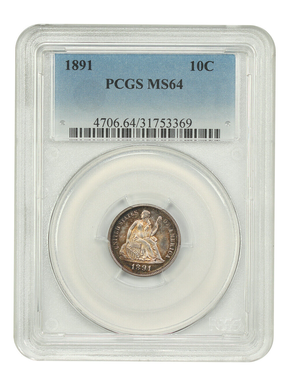 1891 10C PCGS MS64 - Liberty Seated Dime