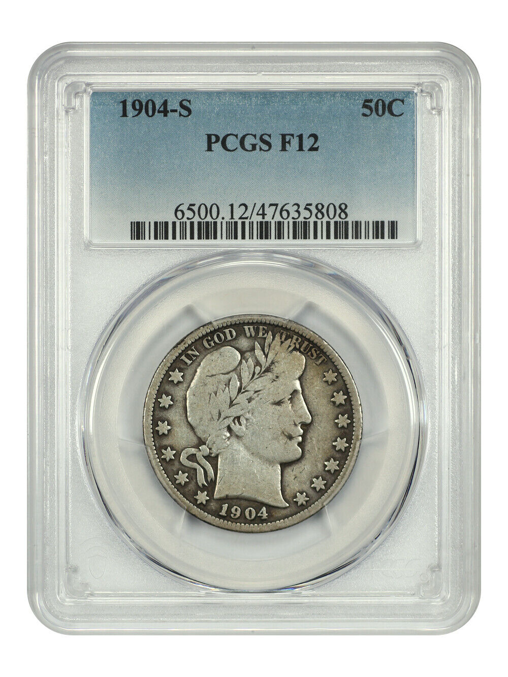 1904-S 50C PCGS Fine 12 - Barber Half Dollar - Tough S-Mint