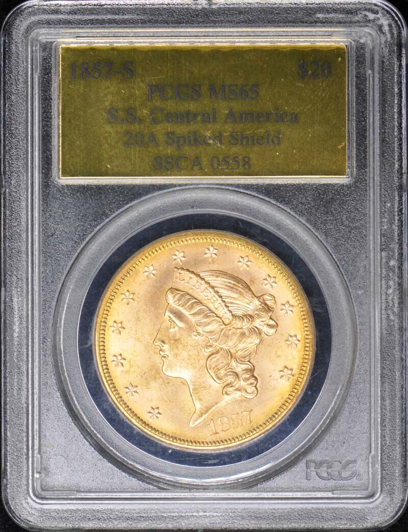 1857-S $20 Liberty S.S. Central America PCGS MS65 SSCA 0558