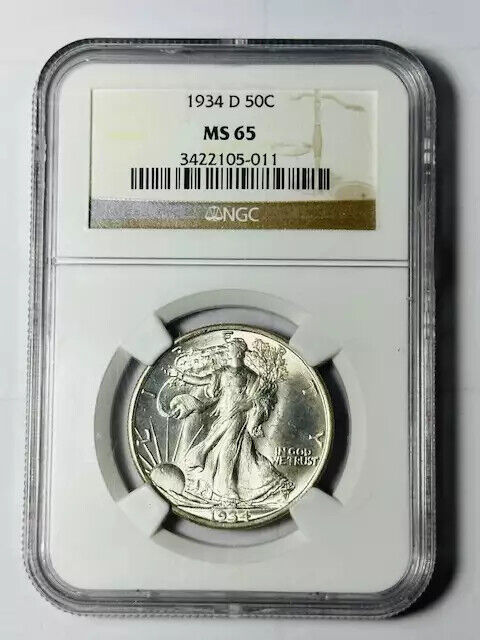 1934 D Walking Liberty Half Dollar NGC MS-65