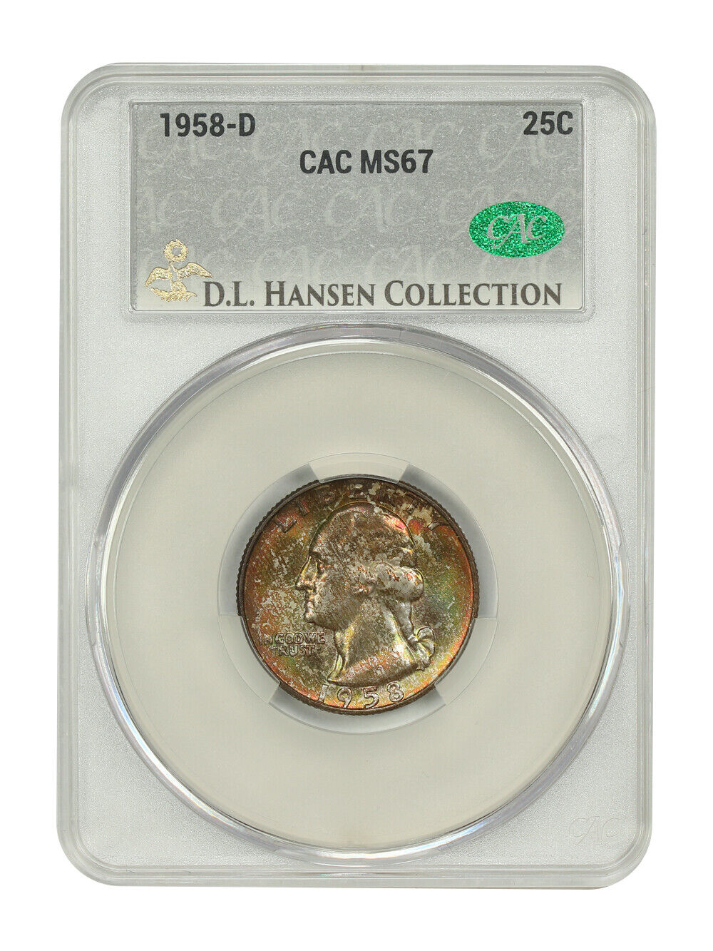 1958-D 25C CACG MS67 ex: D.L. Hansen - Washington Quarter