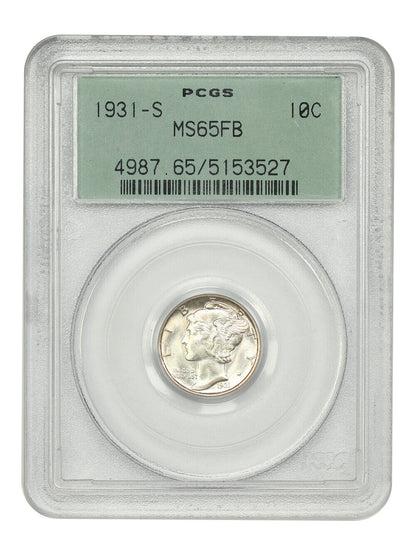 1931-S 10C PCGS MS65FB (OGH) - Mercury Dime