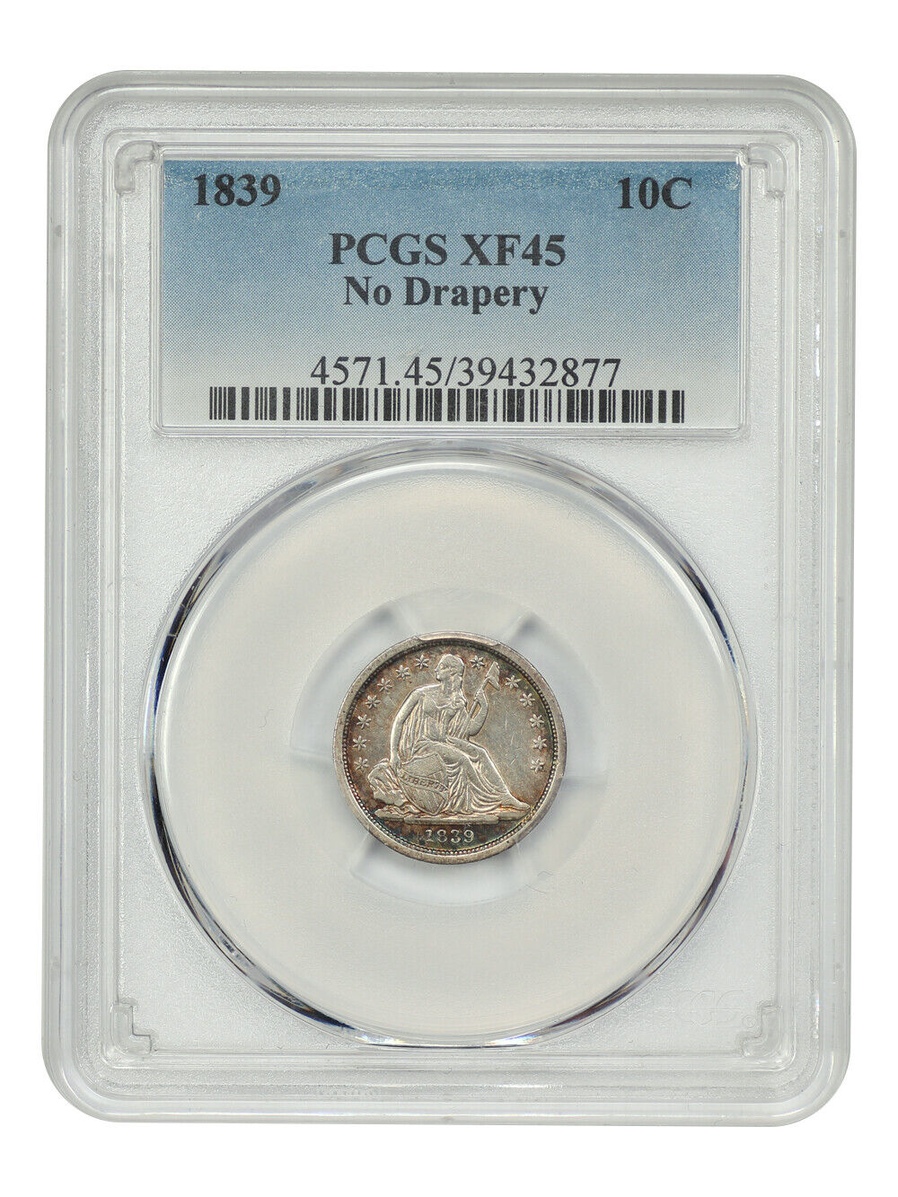 1839 10C PCGS XF45 (No Drapery) - Liberty Seated Dime