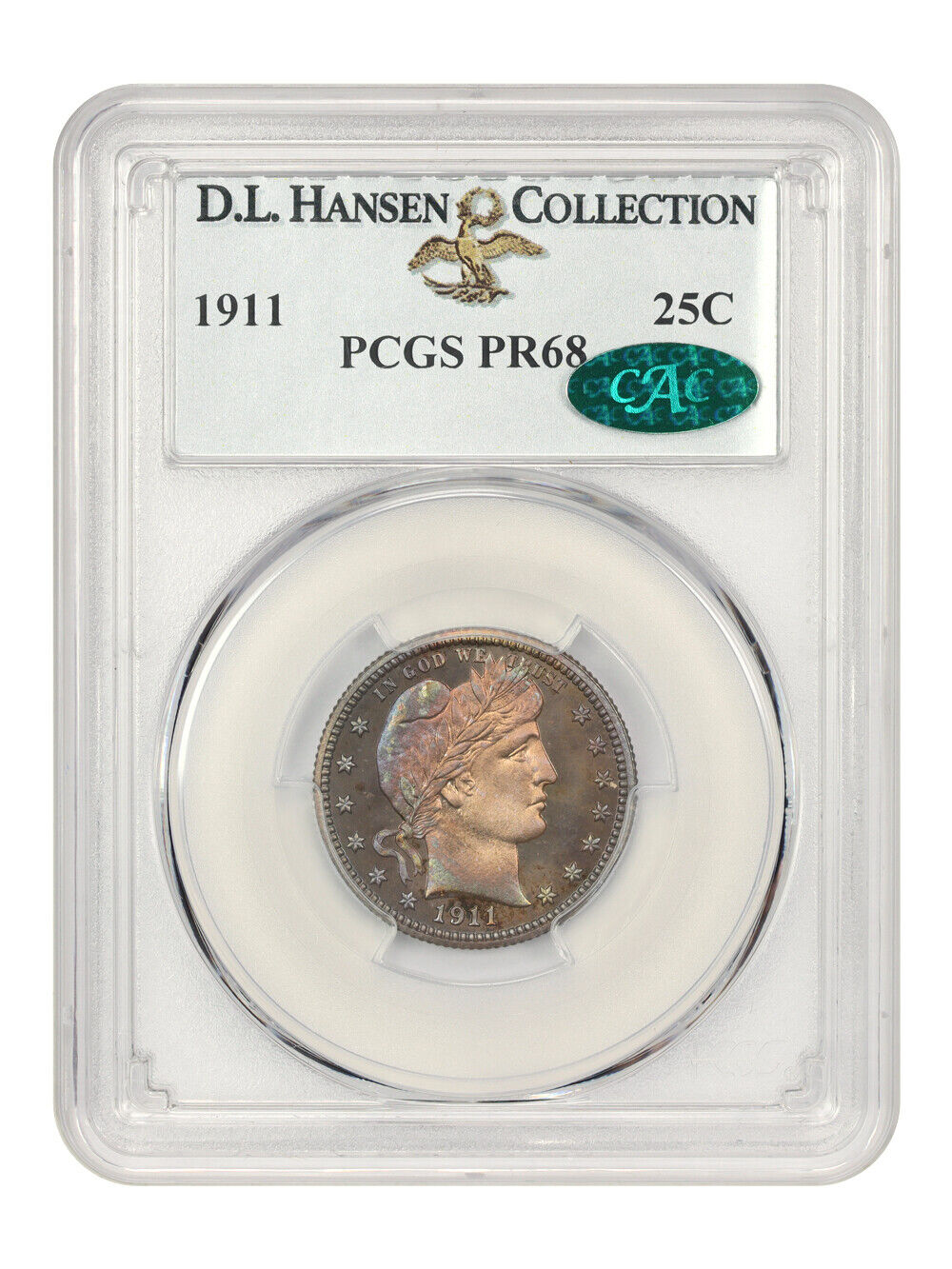 1911 25c PCGS/CAC Proof 68 ex: D.L. Hansen