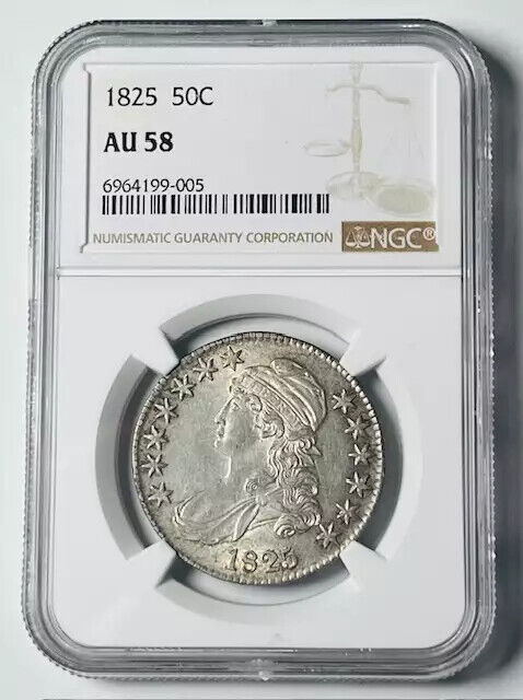 1825 Capped Bust Half Dollars NGC AU-58