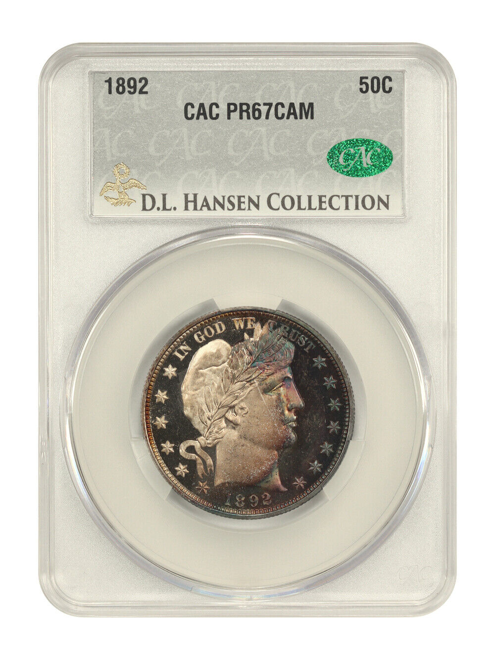 1892 50C CACG PR67CAM ex: D.L. Hansen - Barber Half Dollar - First Year Proof