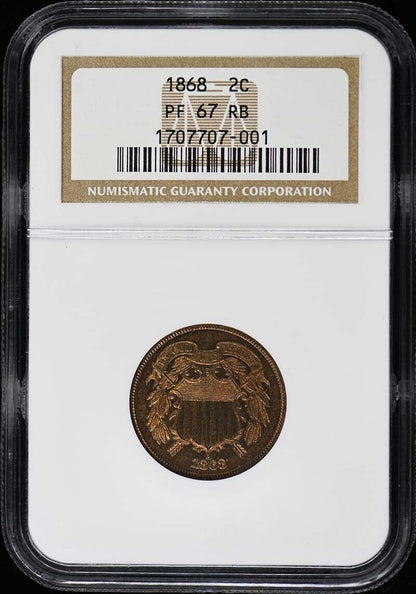 1868 Two Cent Piece 2C NGC PR67RB POP 5/0