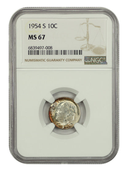 1954-S 10C NGC MS67 - Roosevelt Dime