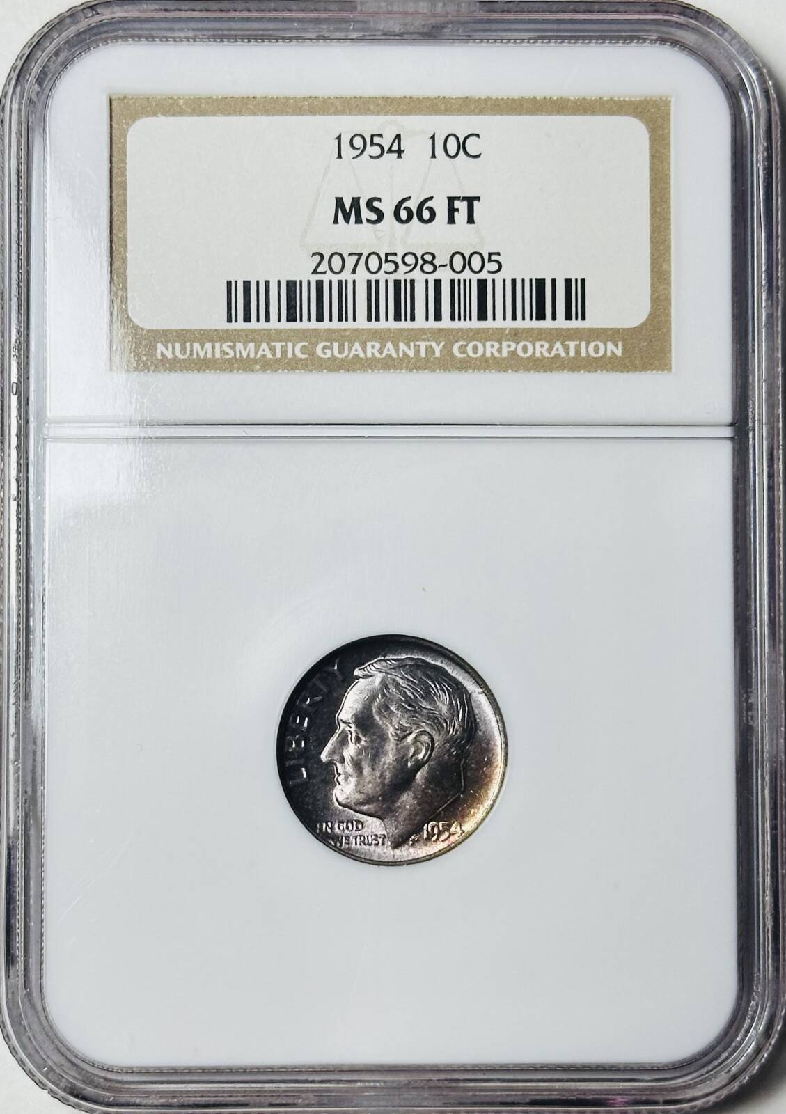 1954 P Dimes Roosevelt NGC MS-66 FT