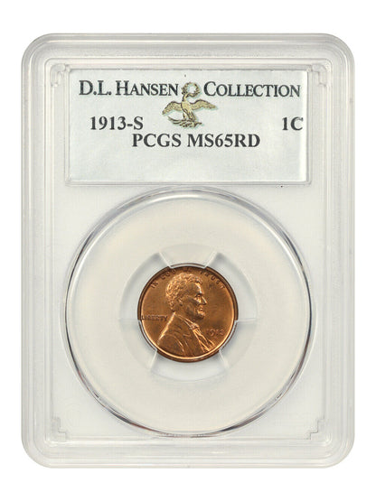 1913-S 1c PCGS MS65 RD ex: D.L. Hansen