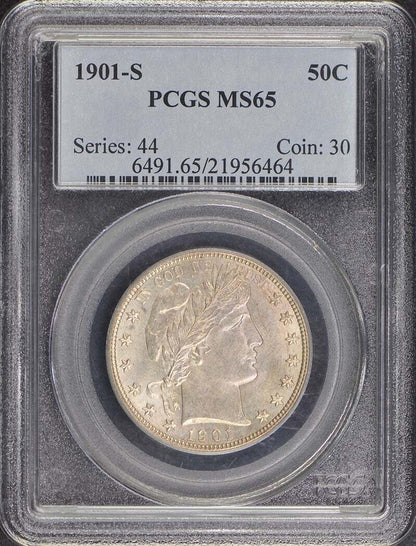 1901-S 50C Barber Half Dollar PCGS MS65