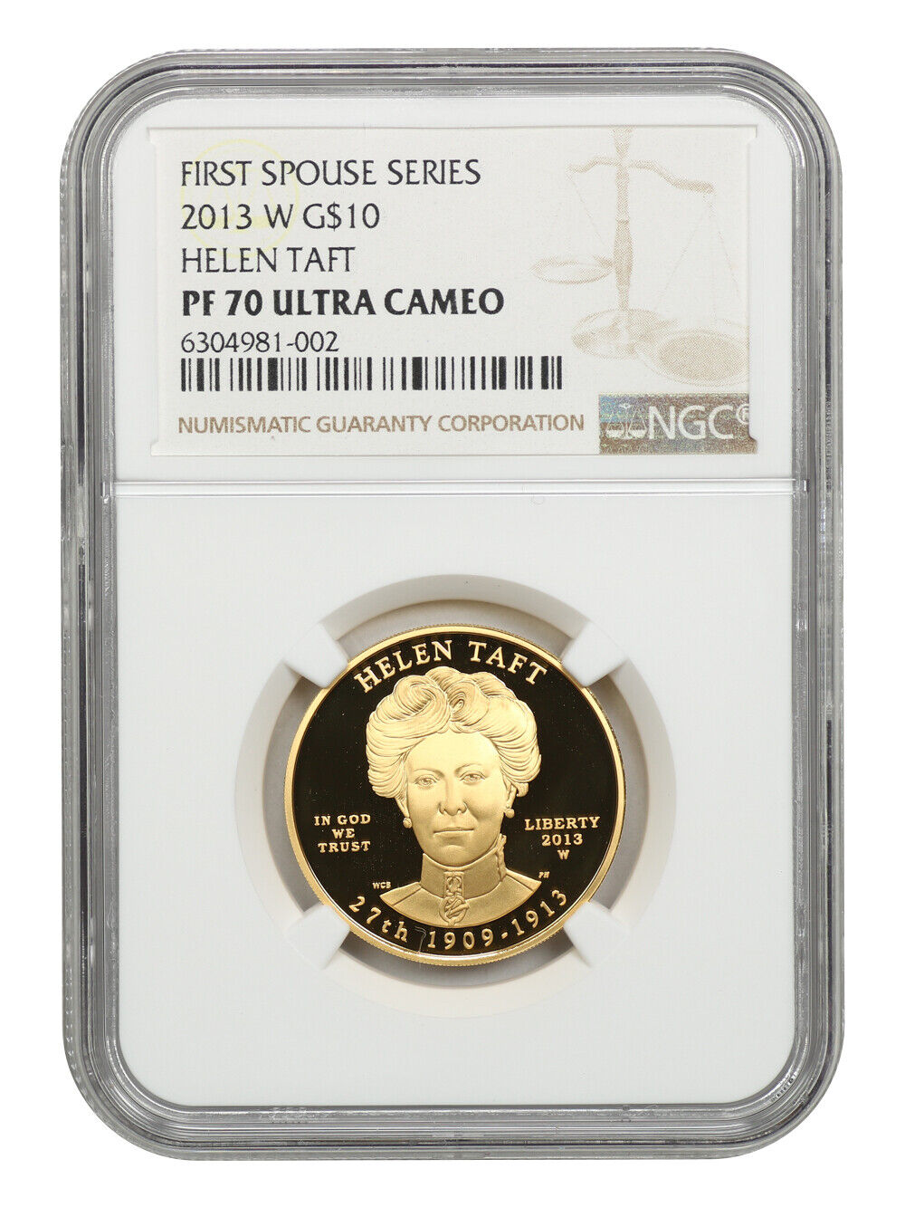 2013-W Helen Taft $10 NGC Proof 70 UCAM