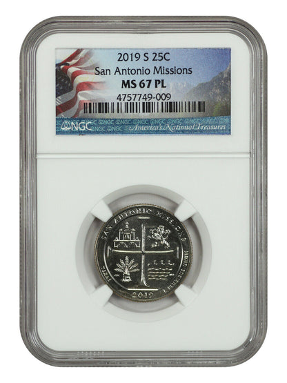 2019-S 25C San Antonio Missions NP NGC PL67 - Type 1 - Clad