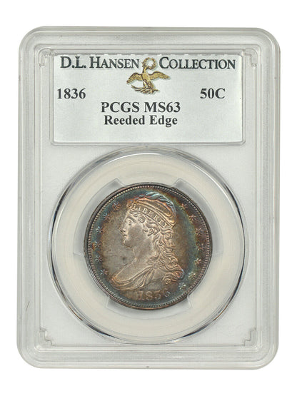 1836 50C PCGS MS63 (Reeded Edge) ex: D.L. Hansen