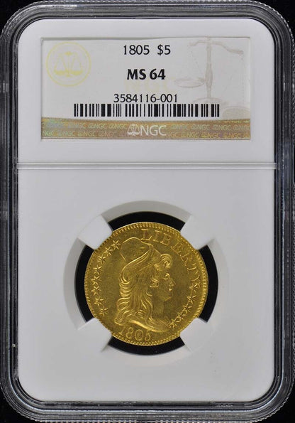 1805 Draped Bust $5 NGC MS64