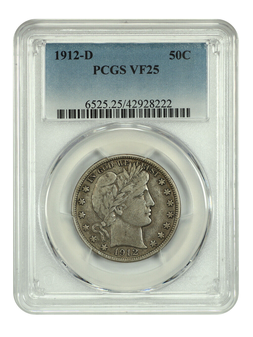 1912-D 50C PCGS VF25 - Barber Half Dollar