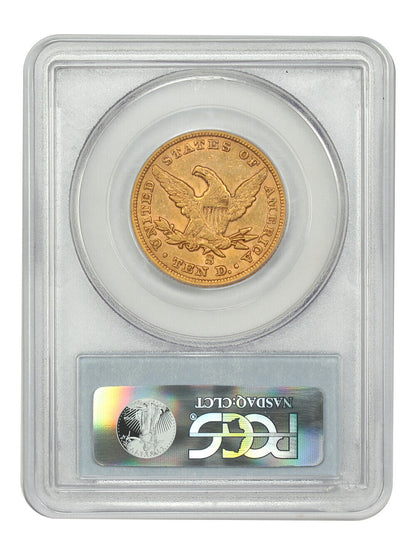 1865-S $10 PCGS AU50 (865/Inverted 186) ex: Simpson/Hall - Liberty Head $10