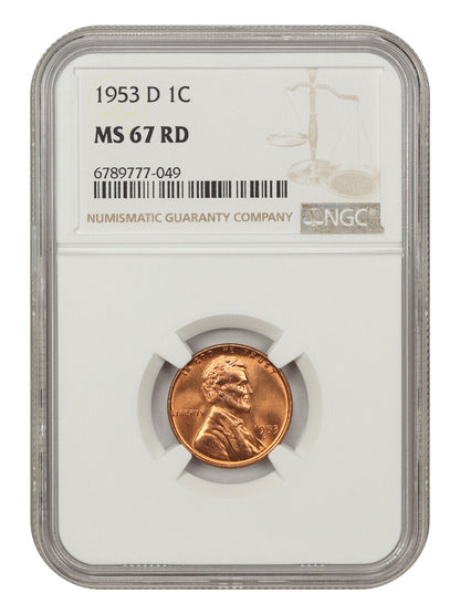 1953-D 1C NGC MS67RD