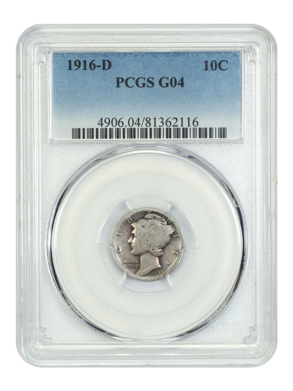 1916-D 10C PCGS Good 4 - Mercury Dime - Popular Key Date