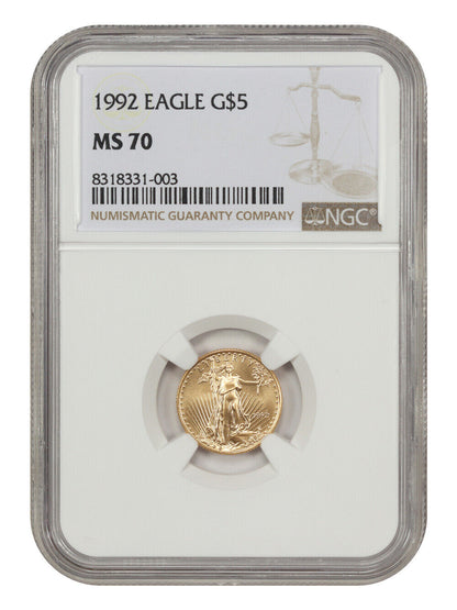 1992 $5 Gold Eagle NGC MS70 - $5 Gold Eagles