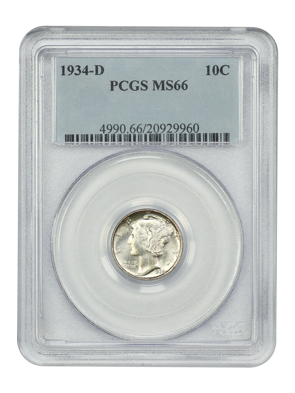 1934-D 10C PCGS MS66 - Mercury Dime