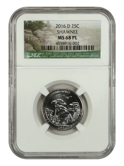 2016-D 25C Shawnee NP NGC MS68PL - Type 1 - Clad