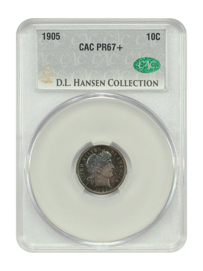 1905 10C CACG PR67+ ex: D.L. Hansen - Barber Dime