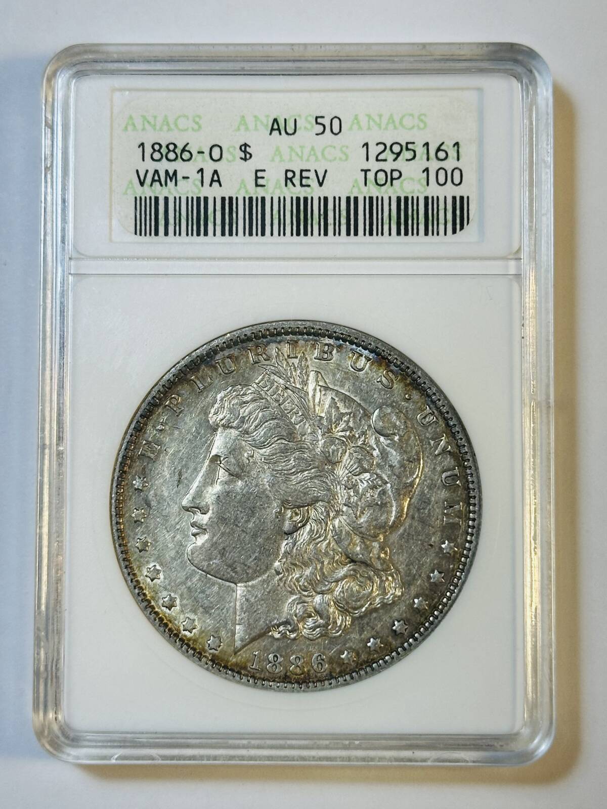 1886 O Morgan Silver Dollar ANACS AU-50 VAM 1A E REV.