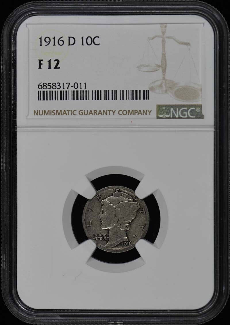 1916-D Mercury Dime 10C NGC F12