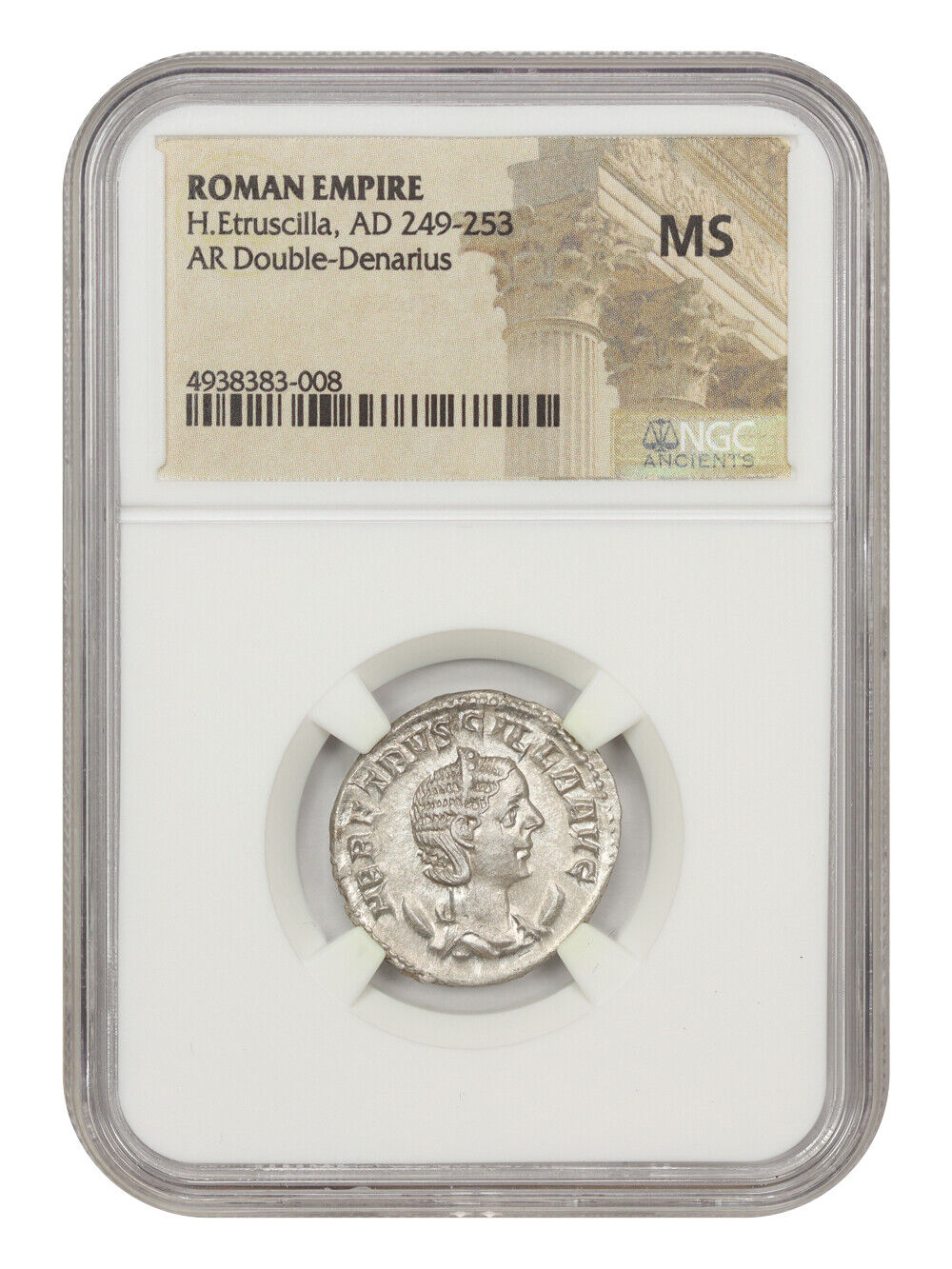 Ancient Roman: H.Etruscilla (AD 249-253) AR Double-Denarius NGC MS