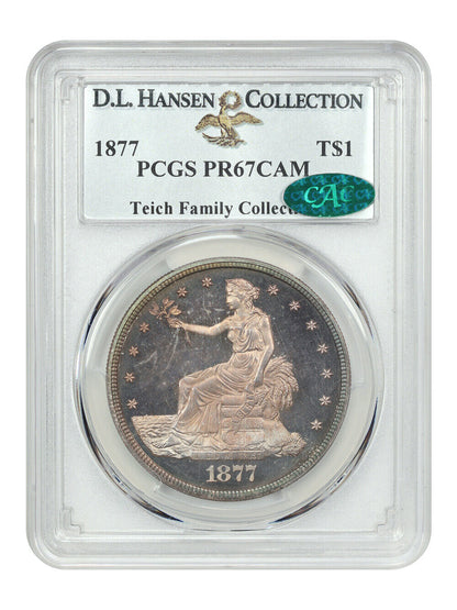 1877 Trade $1 PCGS/CAC PR67CAM ex: D.L. Hansen