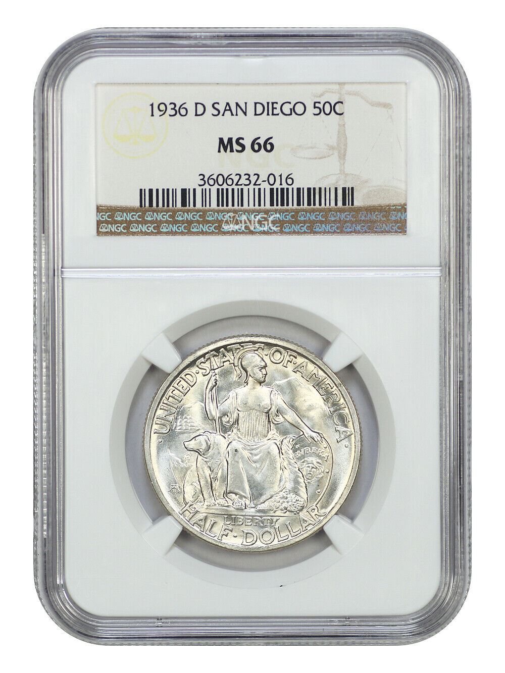 1936-D 50C San Diego NGC MS66 - Classic Silver Commemorative