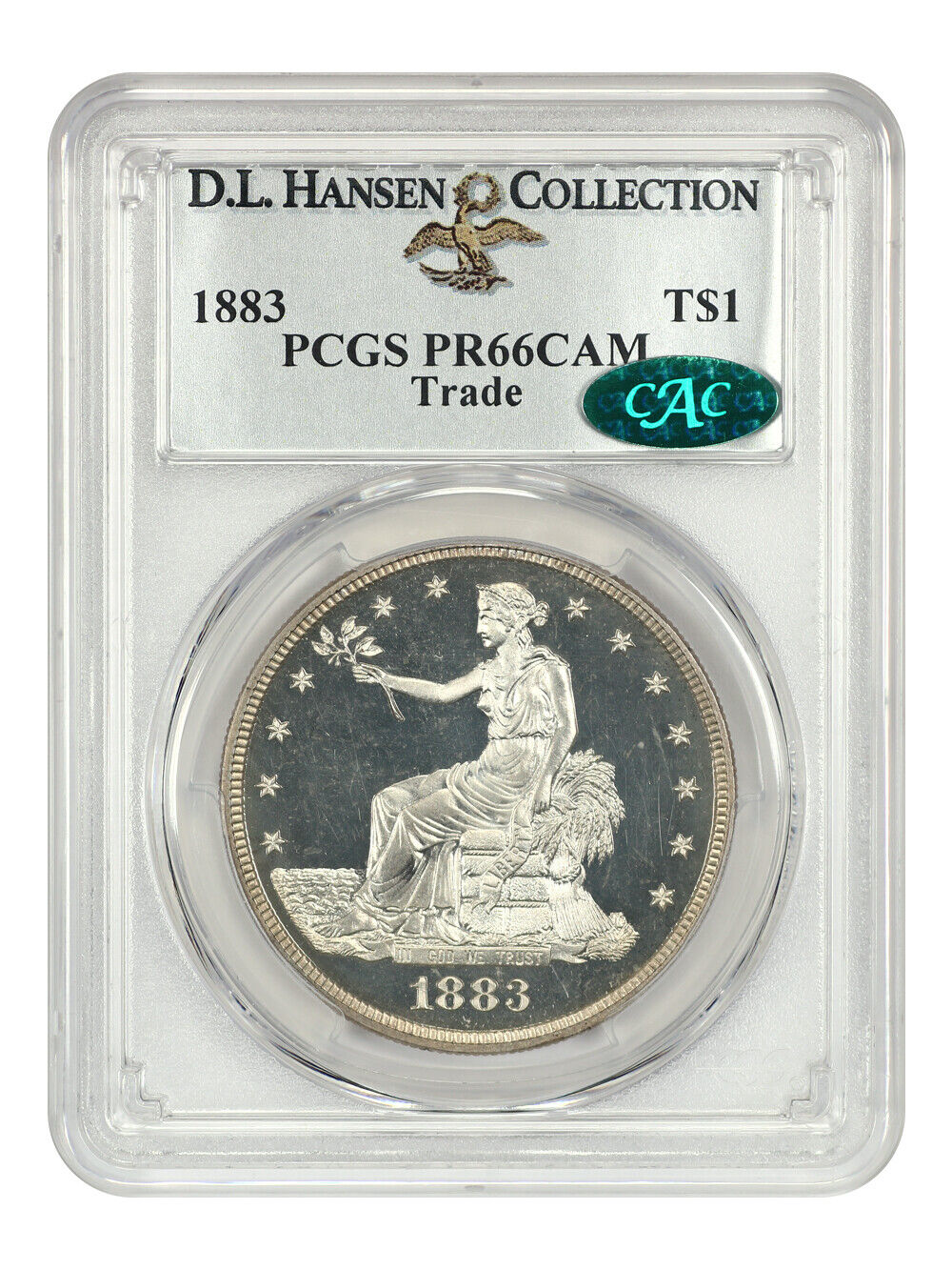 1883 Trade $1 PCGS/CAC PR66CAM ex: D.L. Hansen