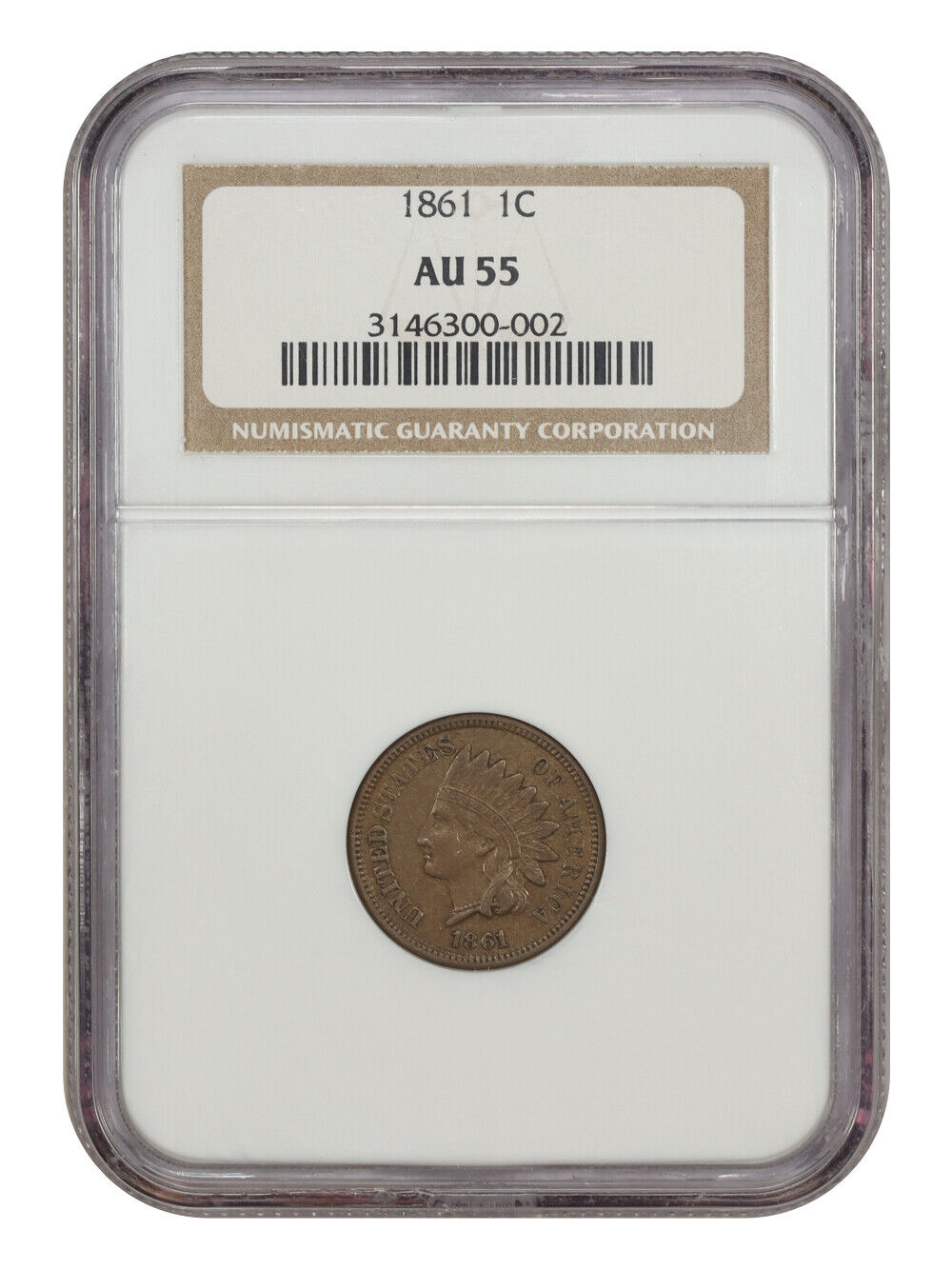 1861 1C NGC AU55 - Indian Cent - Better Civil War Date